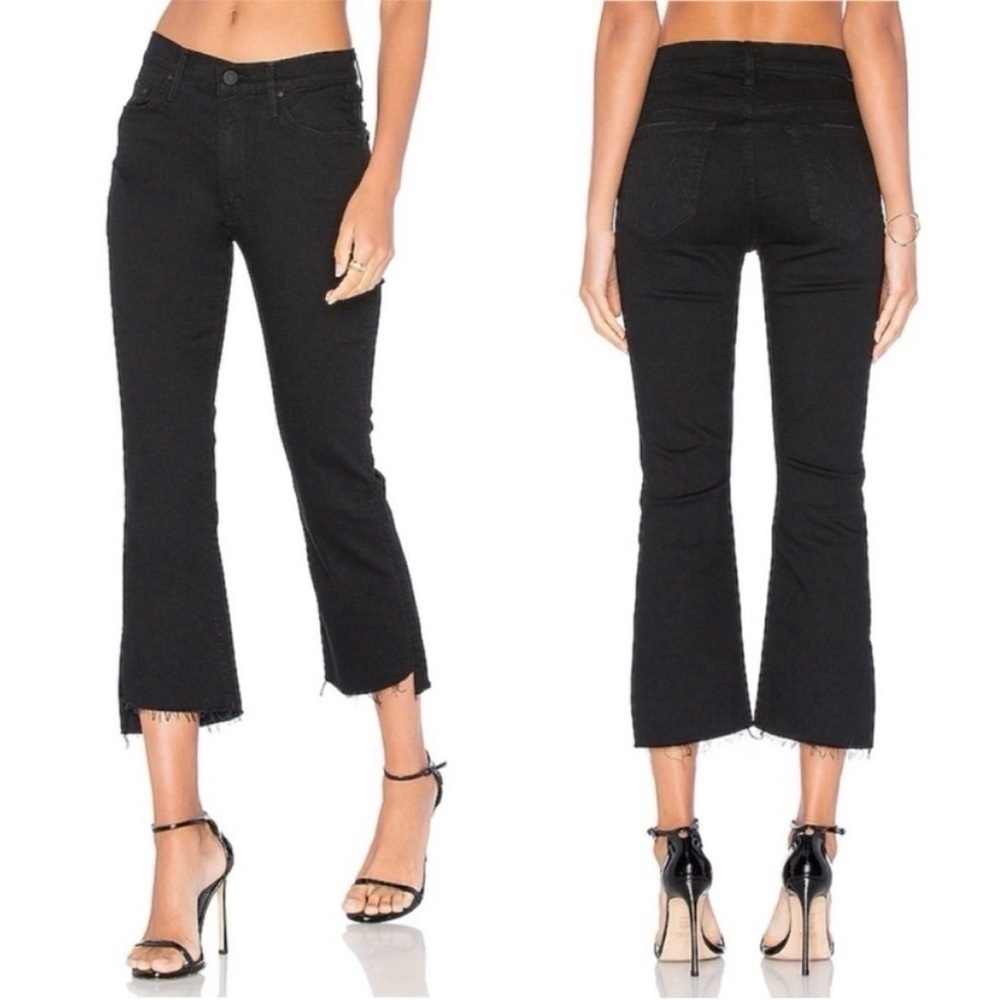 MOTHER- Mid Rise Insider Crop Step Fray Black Not Guilty Ankle Jeans Size 24
